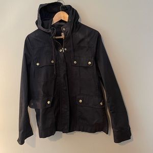 J.Crew Factory Resin coated Twill Field jacket with hood